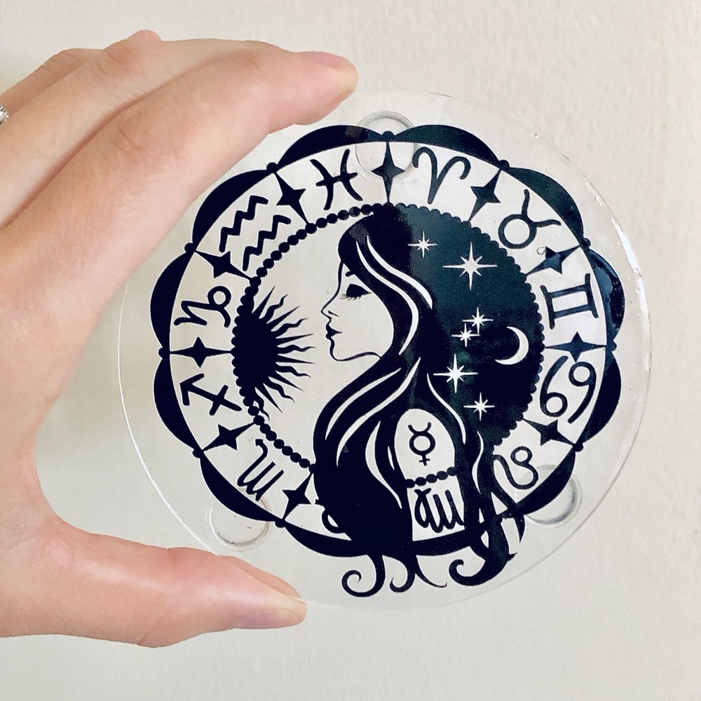 ❌️SOLD❌️✨Handmade✨♍️ Virgo Zodiac Sign Coasters Set of 4 - Picture 7 of 8